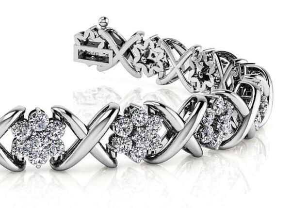 Stylized X Flower Diamond Bracelet