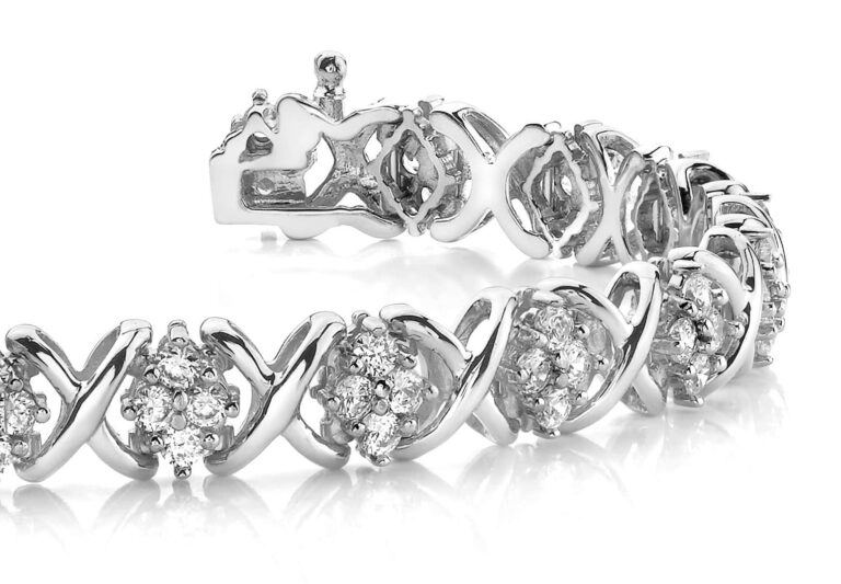 X Quad Diamond Bracelet In Platinum Or Gold