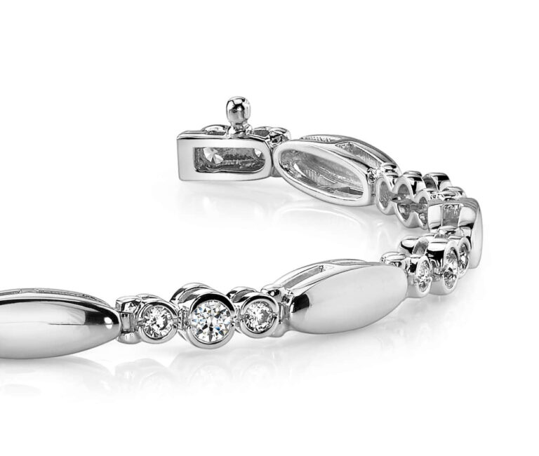 Half Bezel Triple Diamond Bracelet In Gold Or Platinum