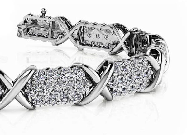 Stylized X Triple Row Diamond Bracelet