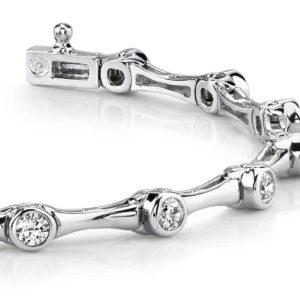 Classic Column Link Diamond Bracelet In Platinum Or Gold