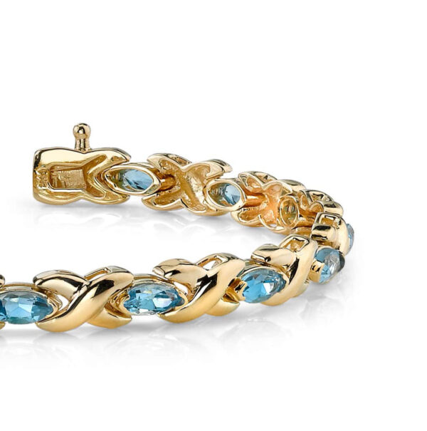 Marquise Shaped Gemstone Bracelet In Gold Or Platinum - Image 2