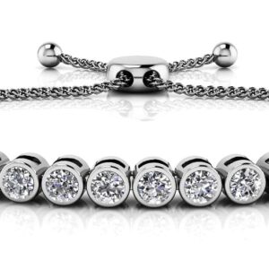 Bezel Set Adjustable Diamond Bracelet In White Yellow Gold Or Platinum