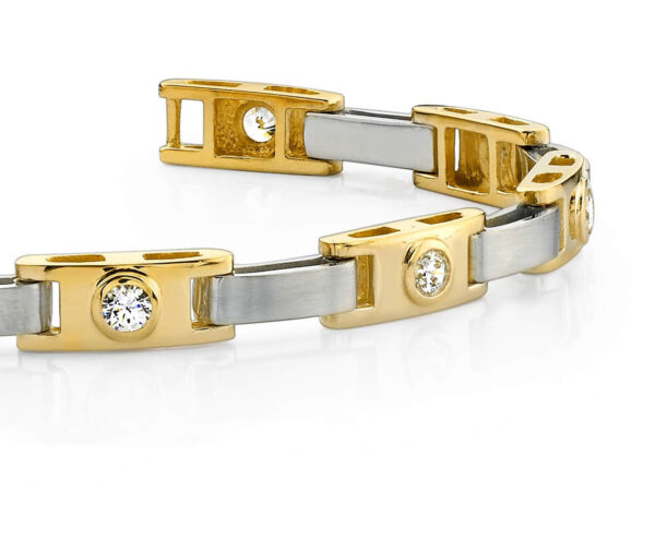 Two Tone Buckle Link Diamond Bracelet In Platinum Or Gold - Image 2