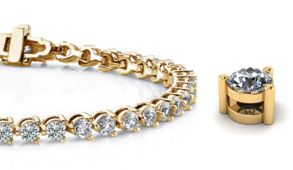 Timeless Three Prong Tennis Bracelet In 14K 18K White Gold Yellow Gold Or Platinum - Image 2