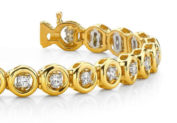 Floating Diamond Round Link Bracelet - Image 2