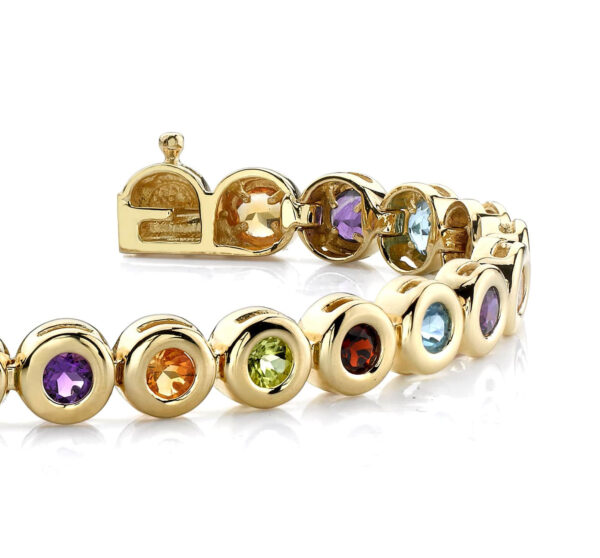 Round Colored Stone Bracelet In Yellow Gold White Gold And Platinum - Image 2