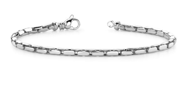 Small Flat Oval Link Metal Bracelet In 14K 18K White Yellow Gold Platinum