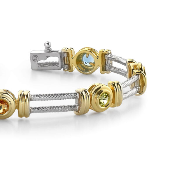 Multi Colored Stone Track Platinum Or Gold Bracelet - Image 2