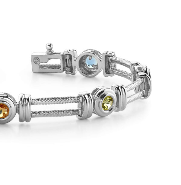 Multi Colored Stone Track Platinum Or Gold Bracelet