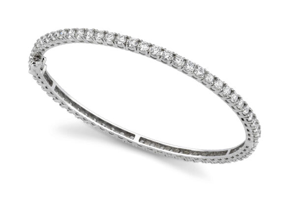 Classic Prong Set Diamond Bangle In White Yellow Gold Or Platinum