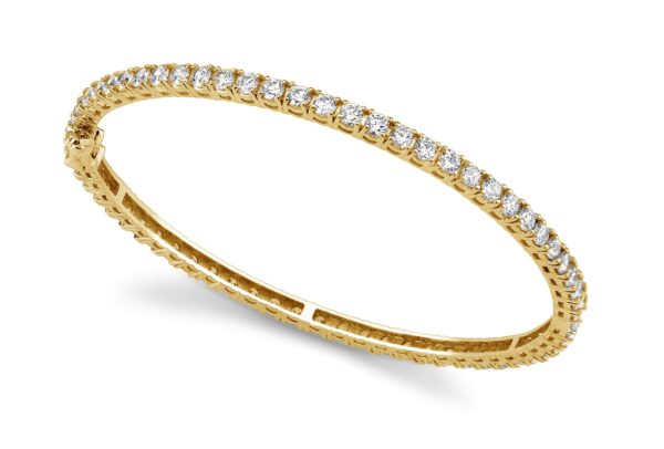 Classic Prong Set Diamond Bangle In White Yellow Gold Or Platinum - Image 2