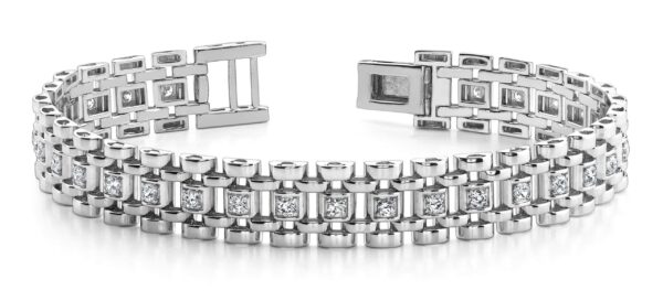 Mens Diamond Link Bracelet Available In Gold Or Platinum