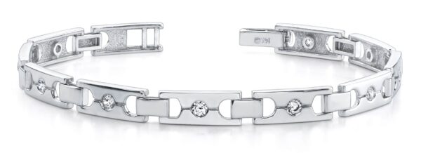 Single Diamond Buckle Link Bracelet In 18K Or 14K Gold And Platinum