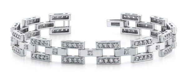 Diamond Checkerboard Mens Bracelet In 14K 18K White Yellow Rose Gold Or Platinum