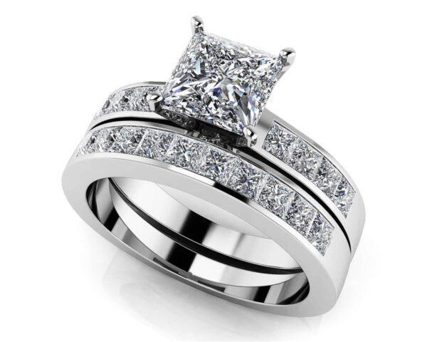 Channel Set Princess Cut Diamond Bridal Set