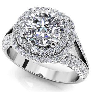 Captivating Double Halo Diamond Engagement Ring Available In Gold Or Platinum