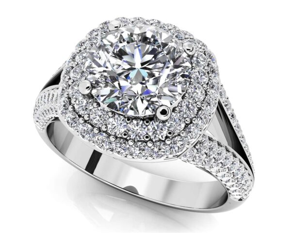 Captivating Double Halo Diamond Engagement Ring Available In Gold Or Platinum