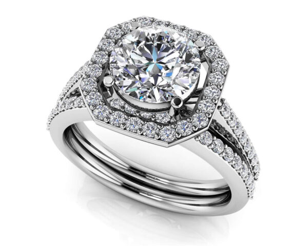 Octagon Prong Set Diamond Bridal Set