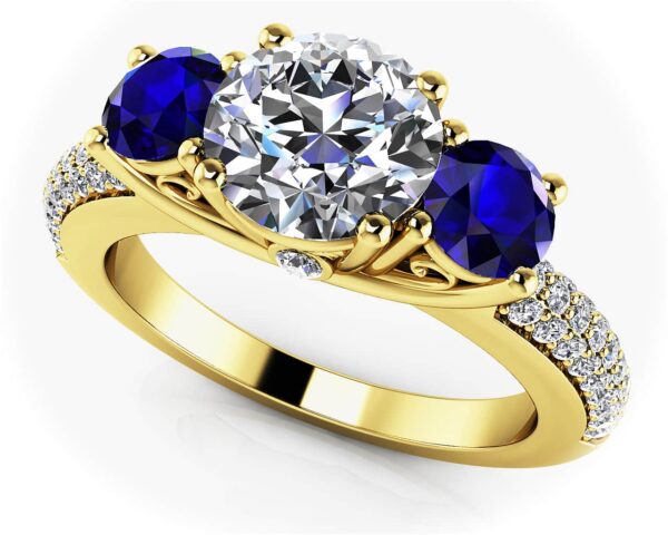 Sparkling Love Three Stone Ring With Diamonds Available In White Yellow And Rose - Image 2