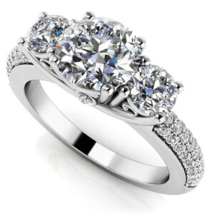 Breathtaking Scroll Diamond Engagement Ring In 18K 14K White Gold Yellow Gold