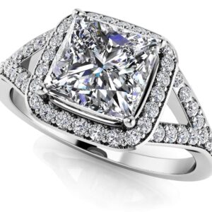 Captivating Diamond Square Frame Engagement Ring In Yellow White Gold Or Platinum