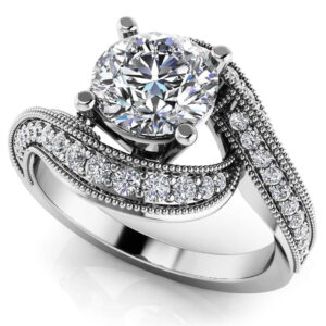 Superb Swirl Engagement Ring In Yellow White Gold Or Platinum