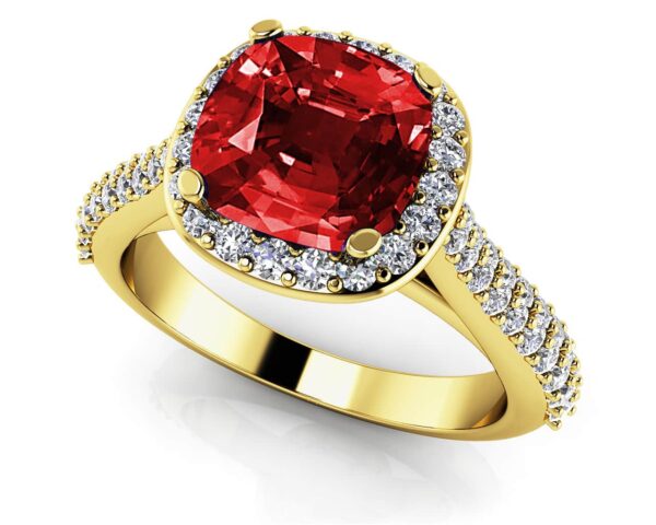 Love Story Cushion Cut Gemstone Anniversary Ring In Gold Or Platinum - Image 2