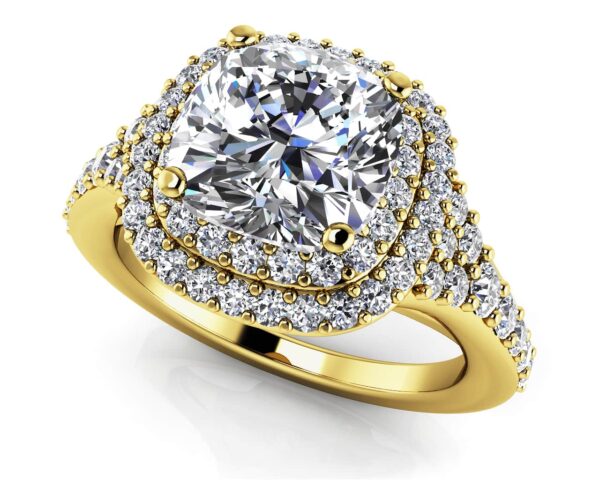 Andrea Love Cushion Cut Engagement Ring In Yellow White Gold Or Platinum - Image 2