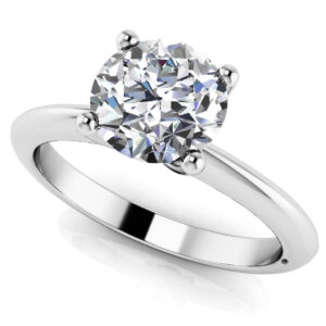 Four Prong Timeless Round Solitaire Ring In Yellow White Gold Or Platinum