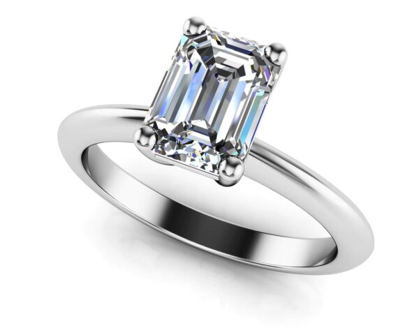 Classic Emerald Cut Diamond Engagement Ring In 14K 18K Yellow Gold Or White Gold