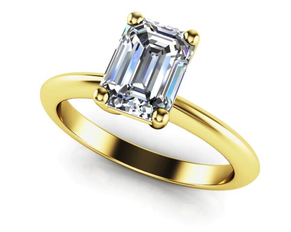 Classic Emerald Cut Diamond Engagement Ring In 14K 18K Yellow Gold Or White Gold - Image 2