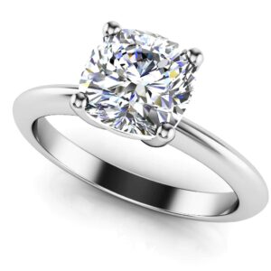 Captivating Cushion Cut Solitaire Engagement Ring In Gold Or Platinum