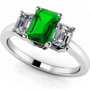 Glorious Three Stone Ring In 14K 18K White Yellow Gold Platinum