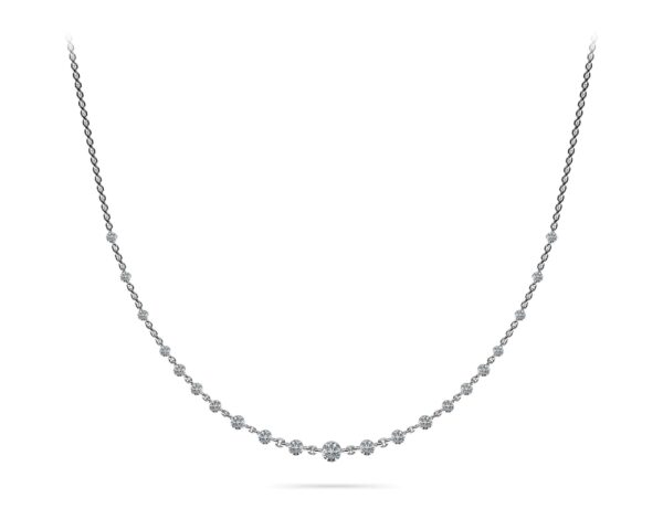 Graduated Diamond And Chain Link Necklace Available In White Yellow And Rose