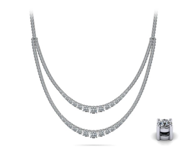 4 Prong Double Strand Graduated Diamond Necklace
