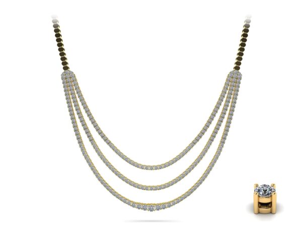 Decadent Triple Strand Diamond Tennis Necklace Available In Gold Or Platinum - Image 2