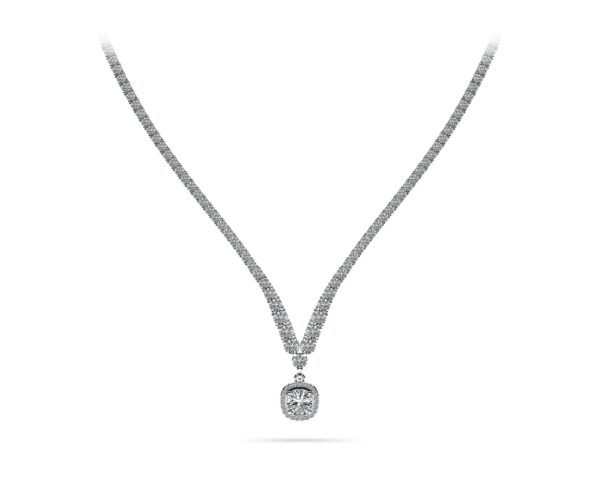 Ravishing Cushion Cut 4 Prong V Necklace
