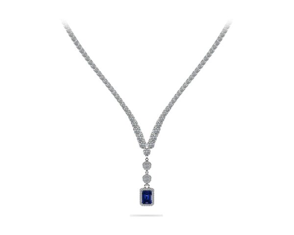 Extravagant Gemstone Pendant 4 Prong V Necklace