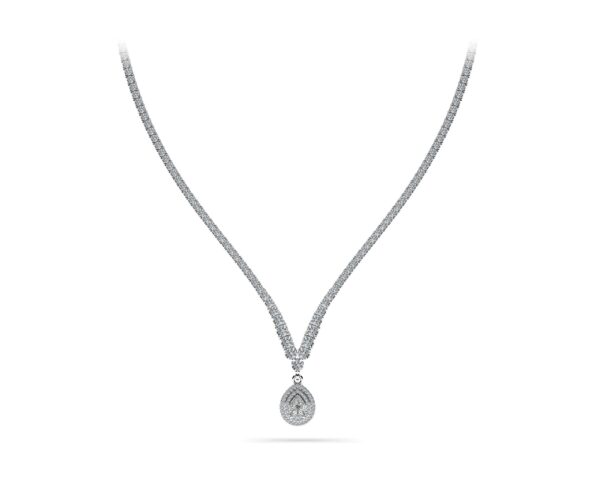 4 Prong Graduated V Diamond Necklace