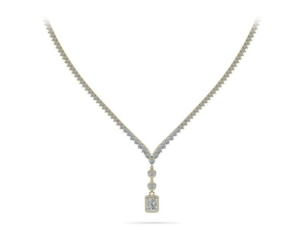 Extravagant Diamond Pendant 3 Prong V Necklace - Image 2