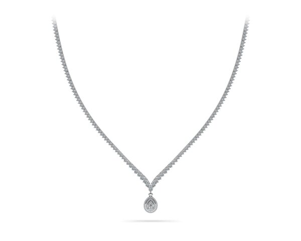 3 Prong Graduated V Diamond Necklace