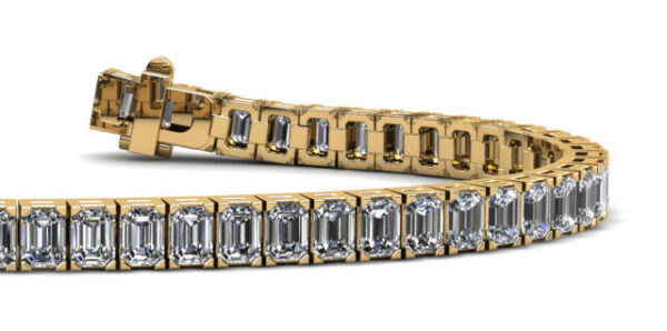 Sparkling Emerald Cut Diamond Bracelet Available In White Yellow And Rose - Image 2