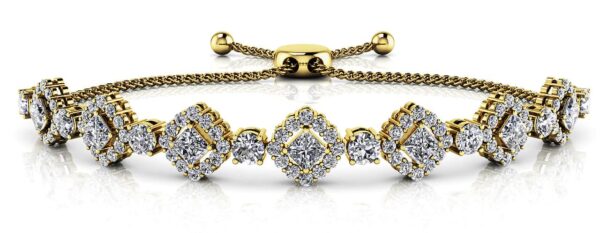 Square Link Adjustable Diamond Bracelet In 14K 18K White Yellow Or Rose Gold - Image 2