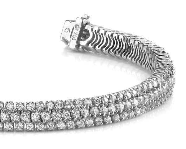 Showstopper Triple Row Diamond Bracelet In 14K 18K Yellow White Or Rose Gold