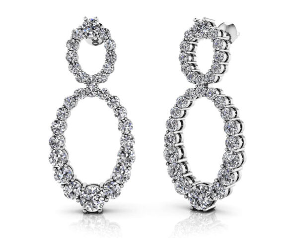 Oval Diamond Drop Earrings In 14K 18K Or Platinum