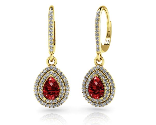 Vintage Teardrop Diamond And Gemstone Earrings - Image 2