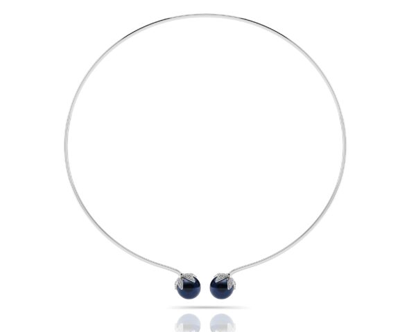 Double Black Pearl Flexible Gold Necklace