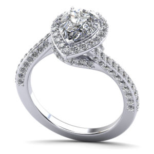 Exquisite Pear Shaped Halo Diamond Engagement Ring In Platinum Or Gold