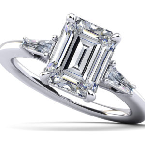 Brilliant Emerald Cut And Baguette Ring In Platinum Or Gold